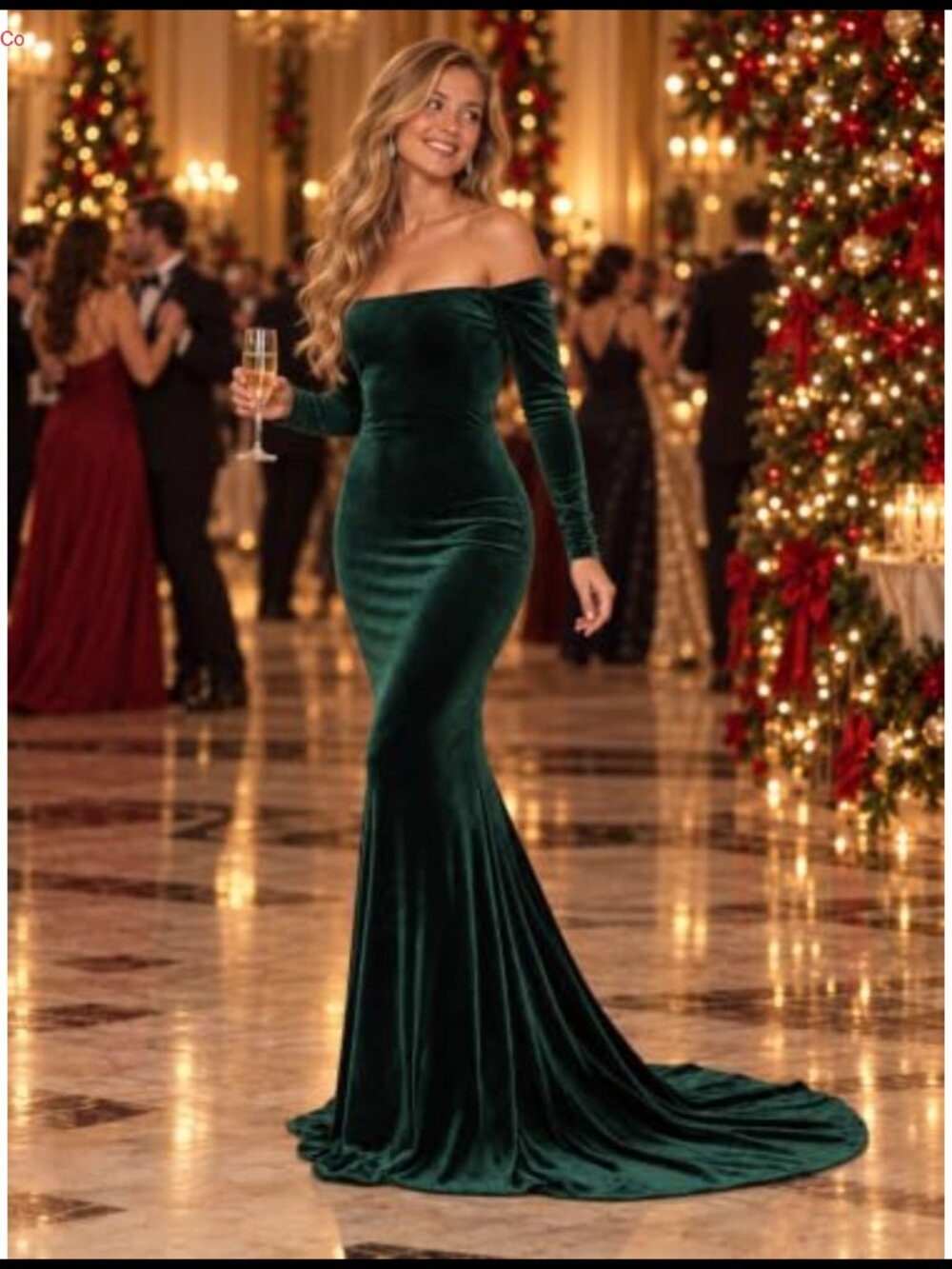 Velvet Off Shoulder Long Sleeve Mermaid Formal Evening Gown Sweeping Train - Picture 4 of 6